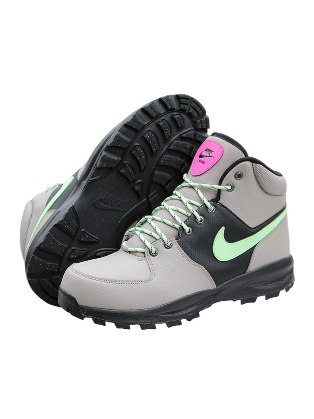 Nike Manoa SE Enigma Gray and Mint Lace-Up Mid-Top Boots Leather Mens Size 11